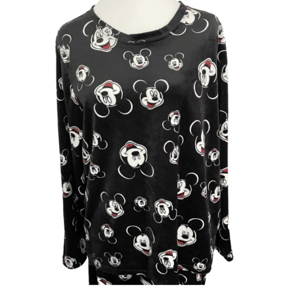 Disney Mickey Mouse Fleece Pajama Set Black Loungewear - Large - Picture 3 of 8